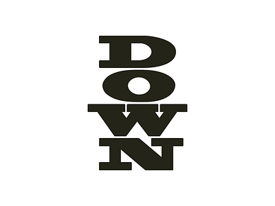 DOWN arrows logo negative space type playful wordmark