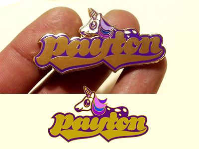 Payton enamel gold lettering payton pin type unicorn