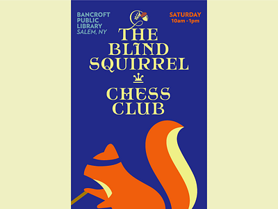 The Blind Squirrel Chess Club acorn chess lettering library newyork salem squirrel typedesign typography