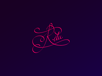 Ritu colorful curls cursive lettering ligature logo monogram pretty ritu stylish swirls typography vintage