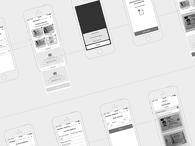 Screen flows flow greyscale mobile onfido screen flow wireframes