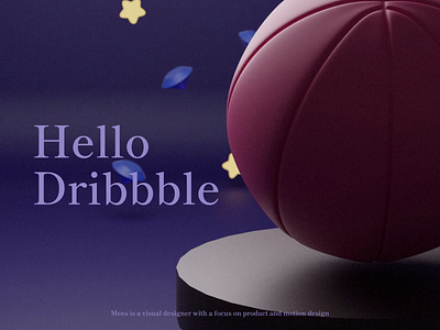 Hello Dribbble 👋 3d 3d art animation basketball blender clean debut debut shot design dribbble hello dribbble hero image illustration render ui web webdesign