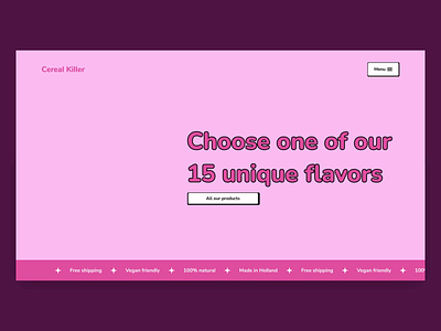 Cereal Killer - Homepage 3d 3d art animation blender bold cereal cereal box colorful food and drink homepage pink ui