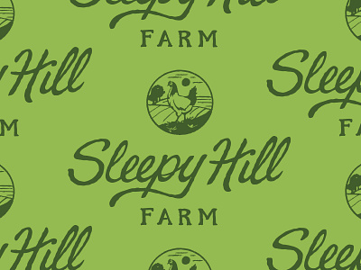 Sleepy Hill brand branding chicken design farm handdrawn handlettering illustration logo logomark rustic