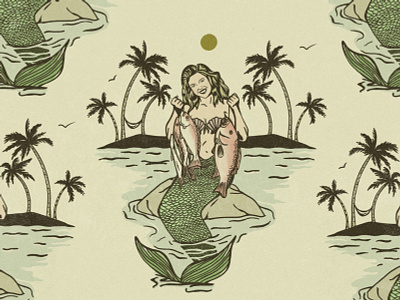 Florida Dreamin' design fishing florida handdrawn illustration mermaid procreate tropical