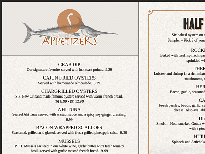 Oyster Bar Menu columns food menu oysters print seafood swordfish