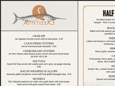 Oyster Bar Menu