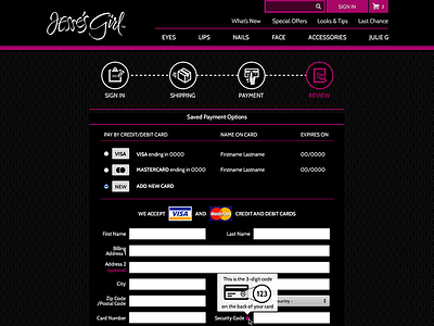 Cosmetic eCommerce Redesign checkout cosmetics credit cards ecommerce