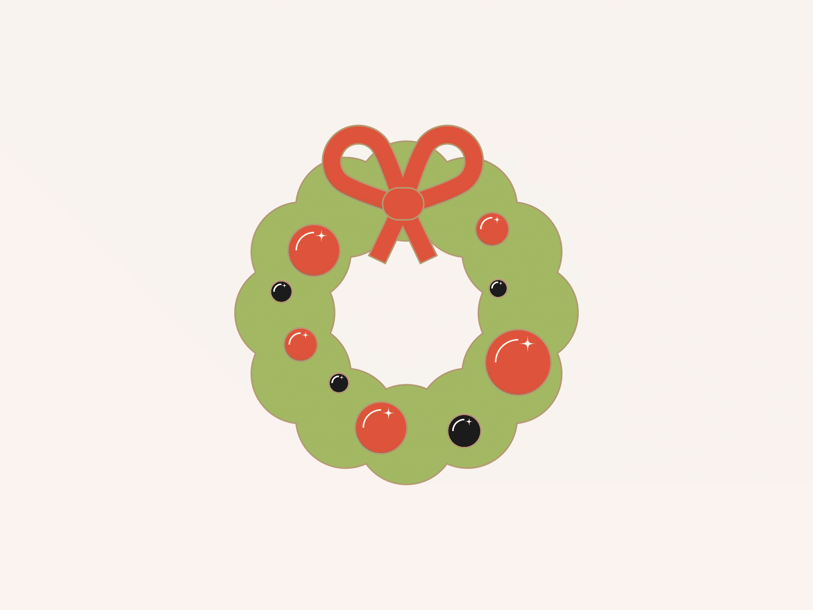 Day 9 - wreath after effects animation bow christmas design doodle festive gif holiday illustration motion graphic ornatments sparkle wreath xmas