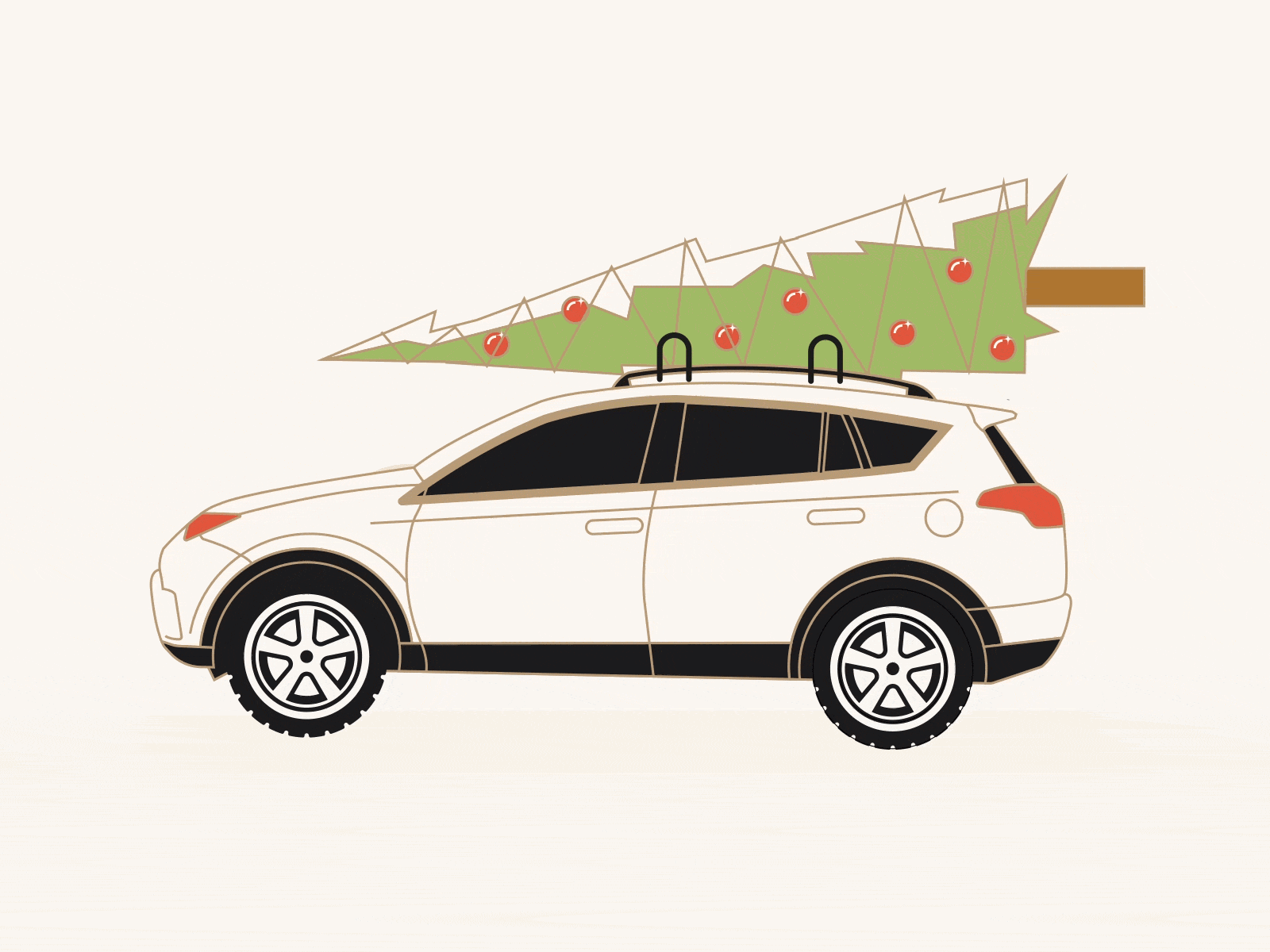 Day 11 - Festive adventure vehicle animation christmas christmas tree doodle gif illustration motion graphic motion graphics ornaments rav4 toyota tree van life xmas