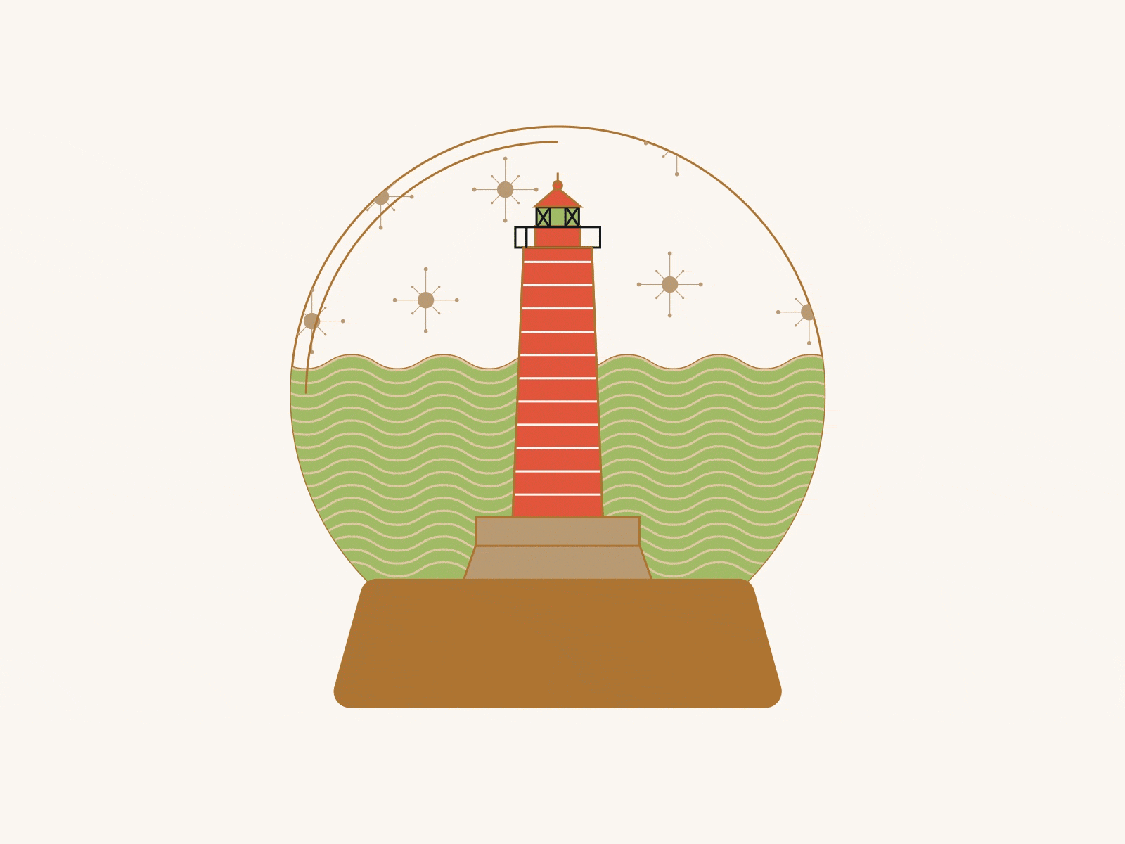 Day 13 - Snowglobe - bonus day! after effects beach christmas doodle festive gif grand haven illustration lighthouse michigan motion graphics prompt snowglobe west michigan xmas