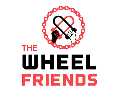 Wheel Friends Podcast Logo bike lock bikes biking cycling fists hands heart icon illustration logo podcast spotify vector
