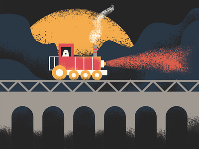 Day 28 vectober - ride bridge halloween illustration inktober train train bridge vectober