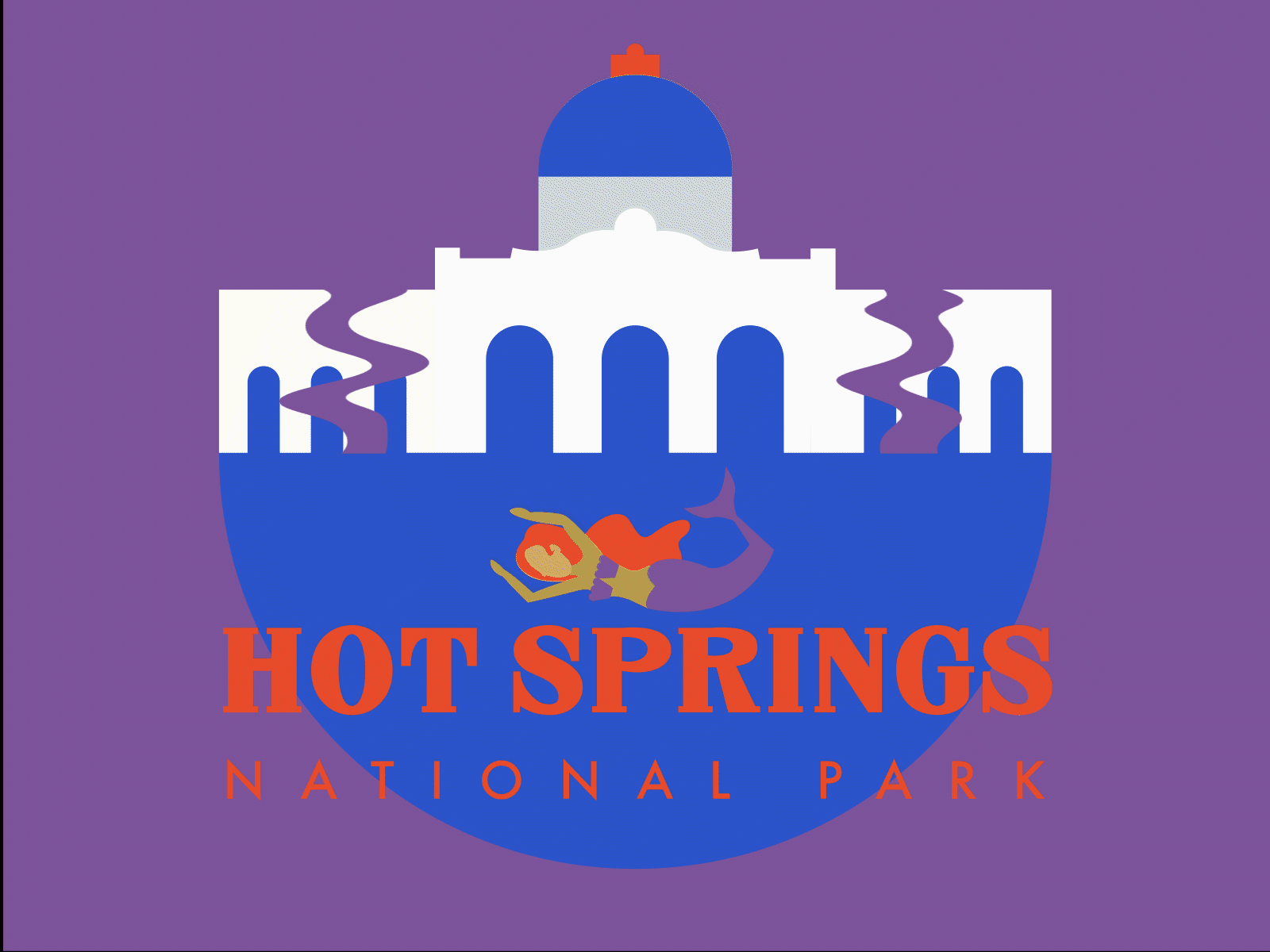 Hot Springs National Park arkansas bathhouse hot spring hotspring illustration mermaid motion graphic national park