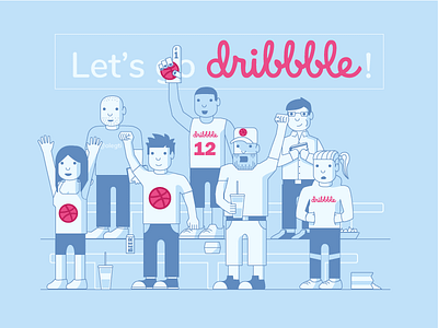Let's go Team Dribbble! audience crowd debut dribbble fans hello hello dribbble illustration sports team team dribbble vector