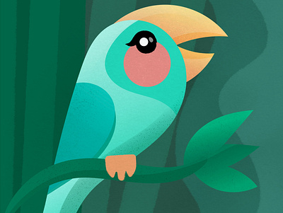 Tiki Bird in Paradise digital painting illustration procreate tiki tropical