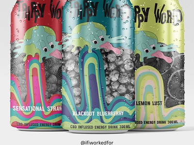 Trippy World Product packaging- ifiworkedfor branding brief concept brand design energy drinks graphic design illusrator illustration logo mockup passion project product design