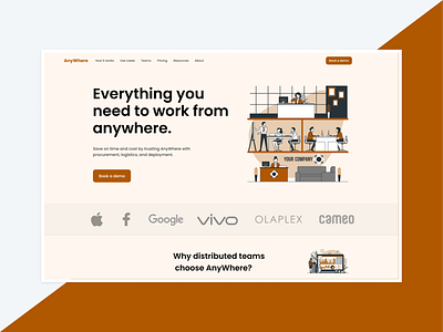 AnyWhere Landing page design figma landing page saas ui ux website