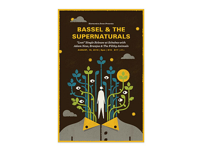 Bassel The Supernaturals design gigposter illustration lost moon nighttime stars trees woods