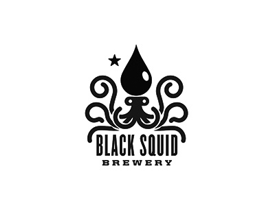 Black Squid Brewery black brewrey logo squid
