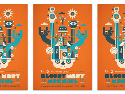Bloody Mary Morning austin geometric head illustration music pattern poster texas texture