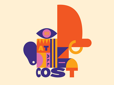 Win At All Costs assemblage color illustration numbers type