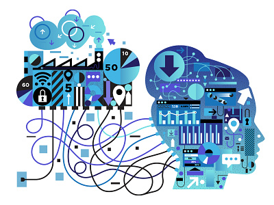 Data Head charts digital graphs head illustration numbers piechart ui vector