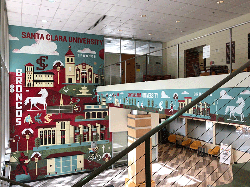 Santa Clara University Mural design illustration mural vector