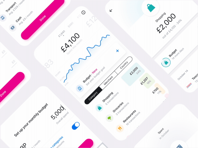 Budgeting 2.0 — Revolut Retail after effects animation app bank banking budgeting clean interface ios mobile principle revolut ui ux