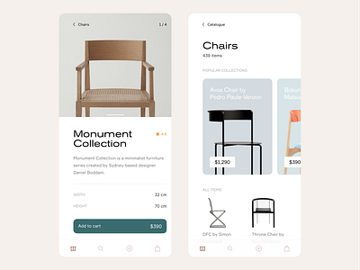 Minimalist furniture Mobile app