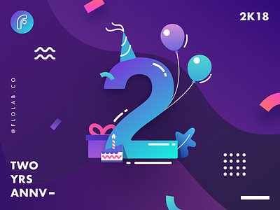 Studio Flolab 2nd Anniversary! anniversary birthday design gradient graphic illustration studio team ui ux vector