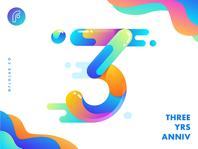 Studio Flolab 3rd Anniversary! anniversary birthday colorful design gradient illustration logo studio team three ui vector