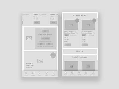 Consumer mobile App Wireframe