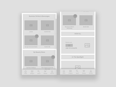 Consumer mobile App Wireframe