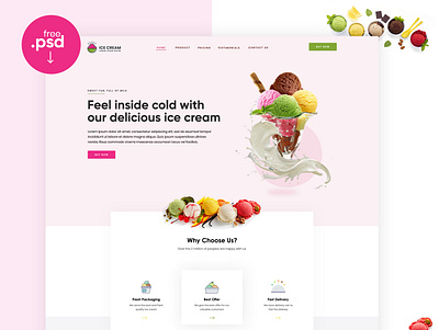 Ice Cream Landing Page Design landing design landing page landing page concept