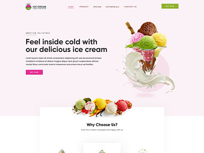 Ice Cream Landing Page Design landing page landing page concept landing page ui landing pages