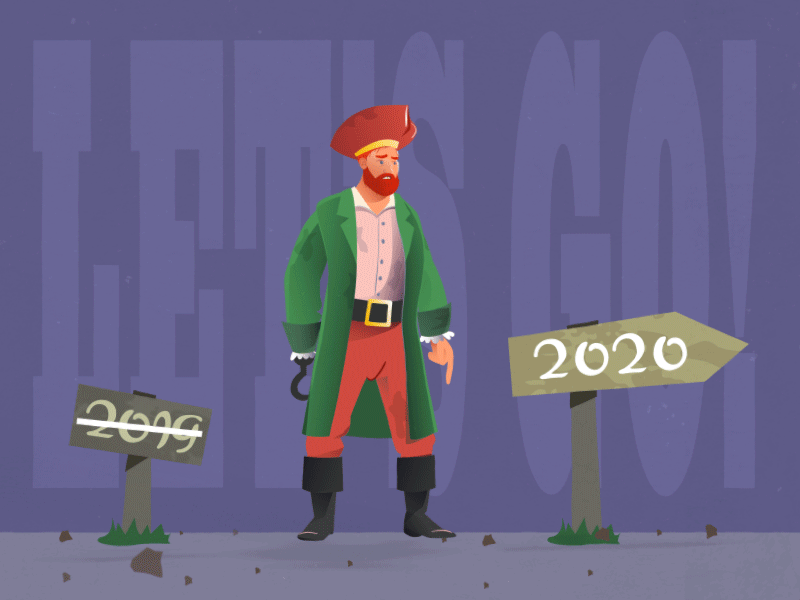 Let's go to 2020. 2019 2020 2d after effect animation character christmas design east flat go man motion motion design motivation new year pirate