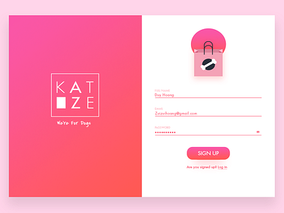 Sign up page dailyui dog pink shop sign ui up