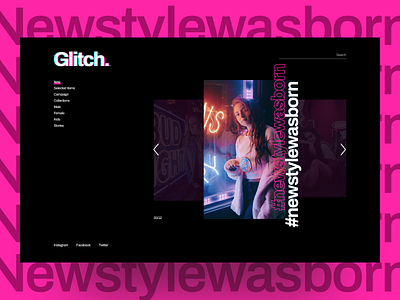 Fashion site neon photoshop ui ux