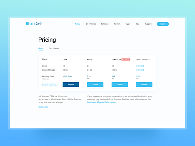 Bitrix pricing page redesign