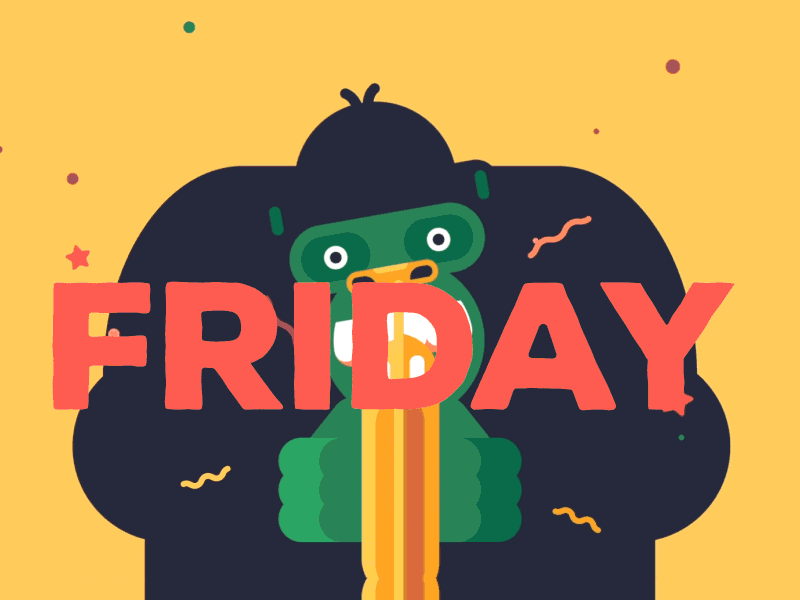 It's FRIDAY!!! 2d after effects animal animation character crazy friday funny gif gorilla monkey music
