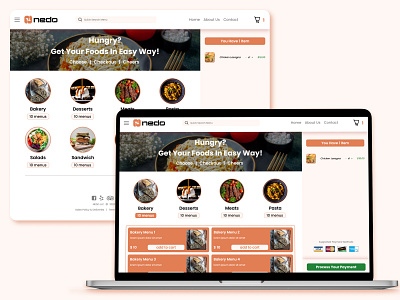 Online Food Ordering App called Nedo app app design app designer app page design figma food catalog app food order app food order web page landing page design marketplace app online food order web online shop app online shop web ui ui ux design user interface design ux web design web designer web page design