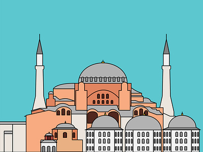 Istanbul Hagia Sophia building careem historic illustration istanbul minimal street travel turkey