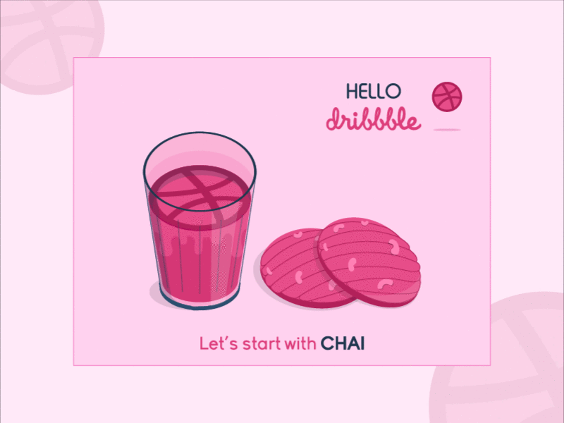 Hello Dribbble!!! biscuits cookies dribbble debut hello dribbble india tea glass vector