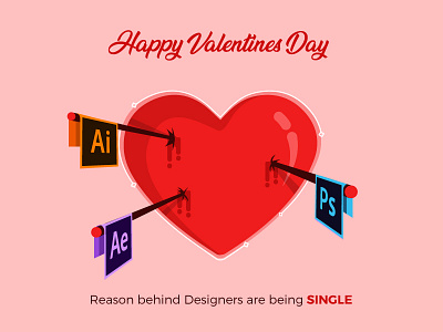 Happy Valentine's Day creative day flat happy heart illustration love red valentines vector