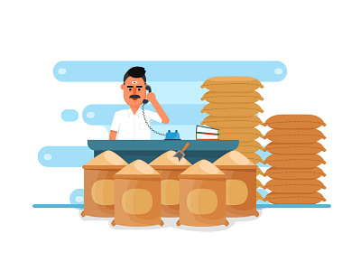 Rice Shop in India character flat illustration trader ui vector web