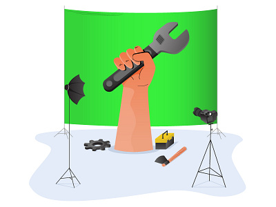 Labor's Day - Deleted Shot app axe camera dribbble gear green matte hand labor stand studio ui
