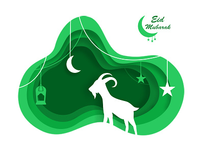 Eid Mubarak | Bakrid app bakrid eid mubarak goat happy illustration paper paper effect ui vector vector art