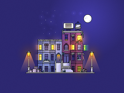 Night Moves architecture city lighting moon new york night stars town townhouse wallpaper