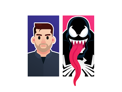 Eddie Brock and his alter ego Venom. character eddiebrock flatdesign illustration marvel spider man spiderman superhero venom